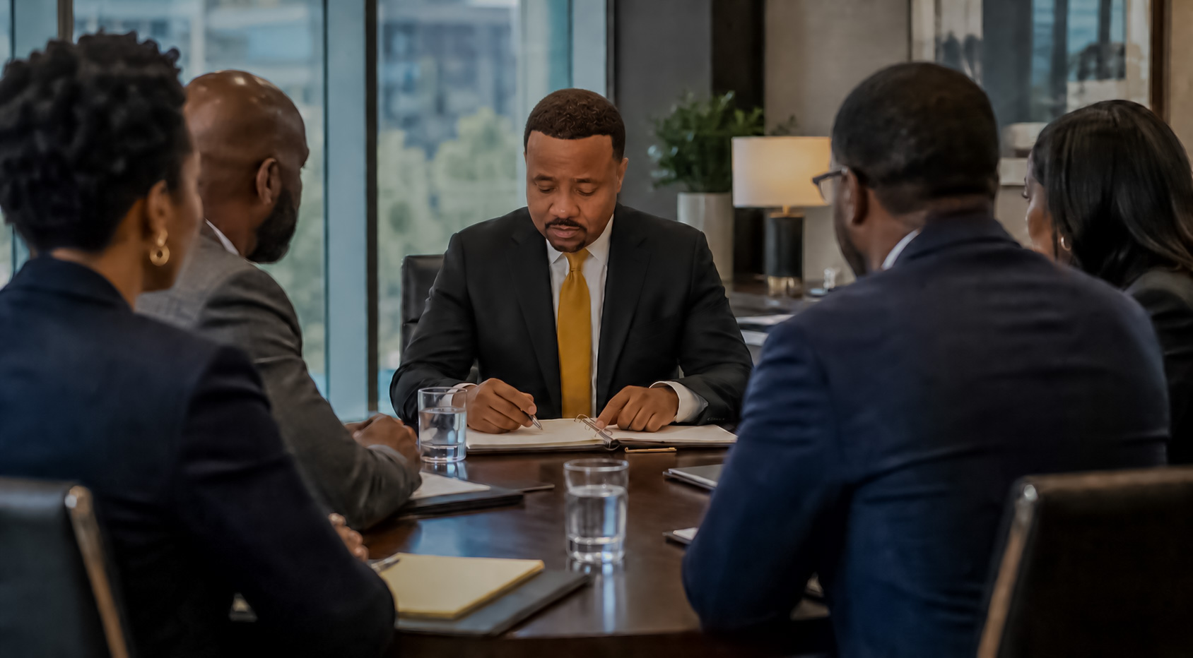 Bickham Law attorney reviewing documents during a client meeting